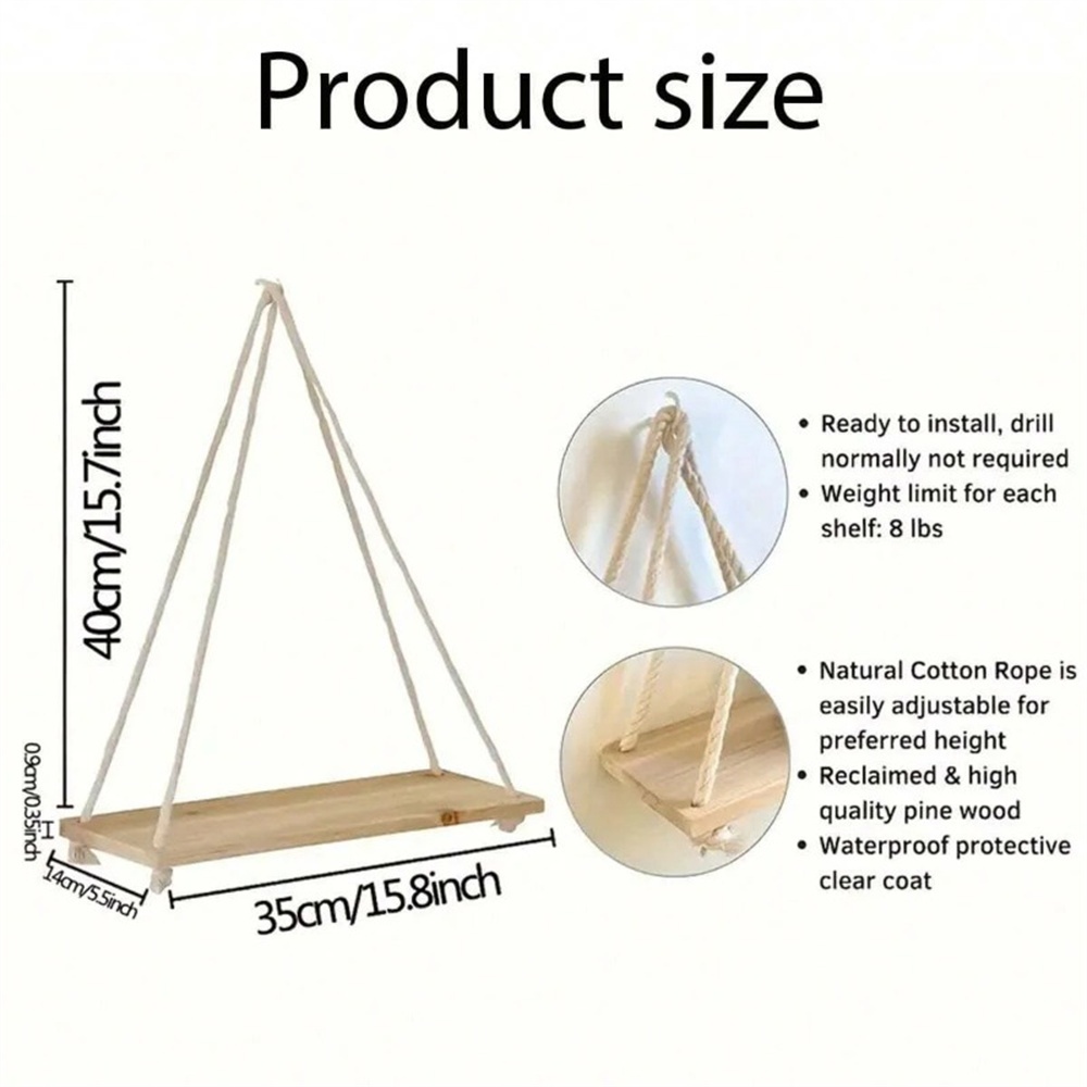 1pc Wood Hanging Shelve Swing  - Smart Home Decor recension och pris